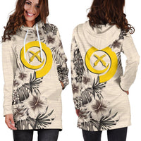 Vanuatu Hoodie Dress - Vanuatu Flag & Beige Hibiscus - Polynesian Pride