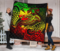 Polynesian Wallis and Futuna Premium Quilt - Reggae Shark Polynesian Tattoo - Polynesian Pride