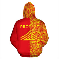 Hawaii Mauna Kea Polynesian Hoodie The Half Yellow and Red - Polynesian Pride