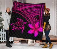 Hawaii Quilt - Hawaii Turtle Plumeria Quilt Pink - Polynesian Pride