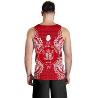 Niue Polynesian Men Tank Top Map Red White - Polynesian Pride