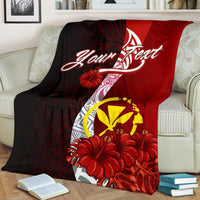 Hawaii Polynesian Custom Personalised Premium Blanket - Coat Of Arm With Hibiscus - Polynesian Pride