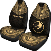 Yap Custom Personalised Car Seat Cover - Yap Flag Polynesian Chief Tattoo Gold Version - Polynesian Pride