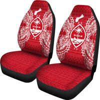 Guam Car Seat Cover - Guam Coat Of Arms Map Red White - Polynesian Pride