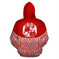 Tonga Polynesian Custom Hoodie Red Pride Map nd Seal - Polynesian Pride