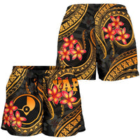 Yap Micronesian Women Shorts - Gold Plumeria - Polynesian Pride