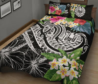 Tahiti Polynesian Quilt Bed Set - Summer Plumeria (Black) - Polynesian Pride