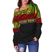 American Samoa Custom Personalised Women's Off Shoulder Sweater - Polynesian Reggae - Polynesian Pride