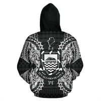 Tuvalu Polynesian All Over Zip up Hoodie Map Black - Polynesian Pride