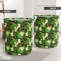 Hawaii Tropical Leaves And Plumeria Hawaii Laundry Basket - Polynesian Pride