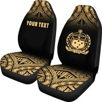Samoa Custom Personalised Car Seat Covers - Samoa Coat Of Arms Polynesian Tattoo Fog Gold - Polynesian Pride