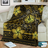 Hawaii Mix Polynesian Turtle Plumeria Premium Blanket - AH - Nick Style - Yellow - Polynesian Pride