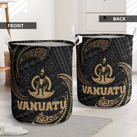 Vanuatu Polynesian Laundry Basket - Gold Tribal Wave - Polynesian Pride