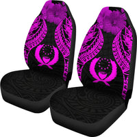 Pohnpei Polynesian Car Seat Covers Pride Seal And Hibiscus Pink - Polynesian Pride