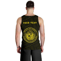 Hawaii Kakau Polynesian Coat Of Arms Personalized Men's Tank Top - Yellow - Polynesian Pride