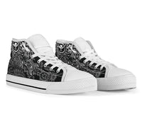 Polynesian Hawaii (Kanaka Maoli) High Top Shoes - White Hibiscus Turtle Flowing - Polynesian Pride