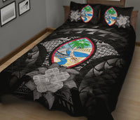 Guam Polynesian Quilt Bed Set Hibiscus Gray - Polynesian Pride