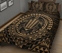 Hawaiian Kakau Honu Arc Gold Polynesian Quilt Bed Set - Polynesian Pride