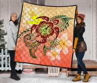 Hawaii Turtle Kanaka Plumeria Hibiscus Premium Quilt - Kity Style - AH - Polynesian Pride