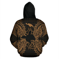 Papua New Guinea Polynesian All Over Zip up Hoodie Map Gold - Polynesian Pride