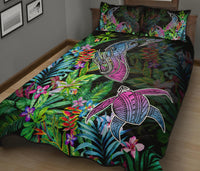 Hawaii Shark Turtle Tropical Polynesian Quilt Bed Set - Happy Style - AH - Polynesian Pride