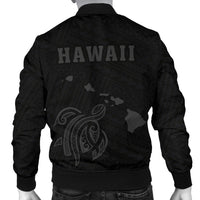 Hawaii Kakau Polynesian Turtle Map Men's Bomber Jacket - Grey - Polynesian Pride