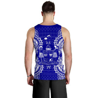 Fiji Polynesian Men Tank Top Map Blue - Polynesian Pride