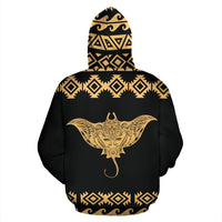 Hawaii All Over Custom Zip up Hoodie Polynesian Mantafish Style - Polynesian Pride