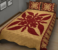 Hawaiian Quilt Pattern Palm Tree Proudly Quilt Bed Set - Polynesian Pride
