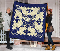 Hawaiian Pineapple Pattern Premium Quilt - Blue - Argu Style - AH - Polynesian Pride