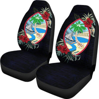 Guam Car Seat Covers - Guam Coat Of Arms Hibiscus - A02 Universal Fit Black - Polynesian Pride