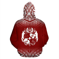 Tonga All Over Hoodie Fog Red - Polynesian Pride