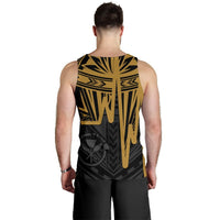 Hawaii Men's Tank Top - Kanaka Maoli With Polynesian Pattern In Heartbeat Style (Gold) - Polynesian Pride