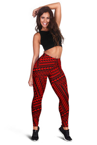 Polynesian Nation Red Hawaii Women's Leggings AH - Polynesian Pride