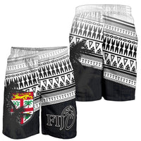 Fiji Rugby Makare And Tapa Patterns All Over Print Men's Shorts White - Polynesian Pride