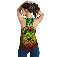 Polynesian American Samoa Women's Racerback Tank - Reggae Vintage Polynesian Patterns - Polynesian Pride