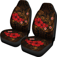 Polynesian Hawaii Car Seat Covers - Humpback Whale with Hibiscus (Golden) - Polynesian Pride