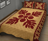 Hawaiian Quilt Pattern Palm Tree Fire Quilt Bed Set - Polynesian Pride