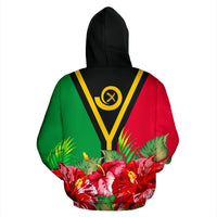 Vanuatu Polynesian Hoodie Flag Hibiscus - Polynesian Pride