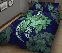 Hawaii Polynesian Turtle Hibiscus Quilt Bed Set - Green - Polynesian Pride