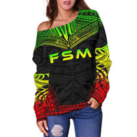 Federated States Of Micronesia Polynesian Chief Women's Off Shoulder Sweater - Reggae Version - Polynesian Pride
