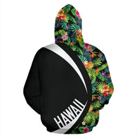 Kanaka Tropical Leaves and Plumeria Zipper Hoodie Circle Style - Polynesian Pride