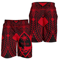 Guam Polynesian Men's Short - Red Guam Coat Of Arms Polynesian Tattoo - Polynesian Pride