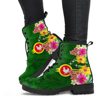 American Samoa Leather Boots - Manu'atele Hibiscus Flag - Polynesian Pride