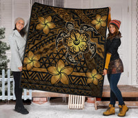 Hawaii Mix Polynesian Turtle Plumeria Premium Quilt - AH - Nick Style - Brown - Polynesian Pride