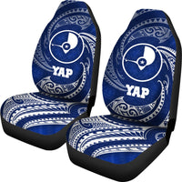 Yap Micronesia Car Seat Covers - Blue Tribal Wave - Polynesian Pride