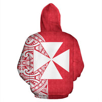 Wallis and Futuna All Over Hoodie Shoulder Style - Polynesian Pride