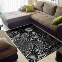 Tahiti Area Rugs Turtle Hibiscus Black - Polynesian Pride