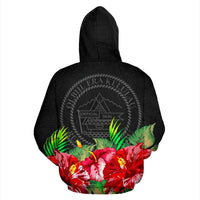 Palau Polynesian Hoodie Black Hibiscus - Polynesian Pride