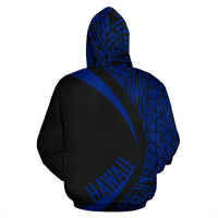 Polynesian Kanaka Maoli Map of Hawaii Zip Hoodie Blue Circle Style - Polynesian Pride